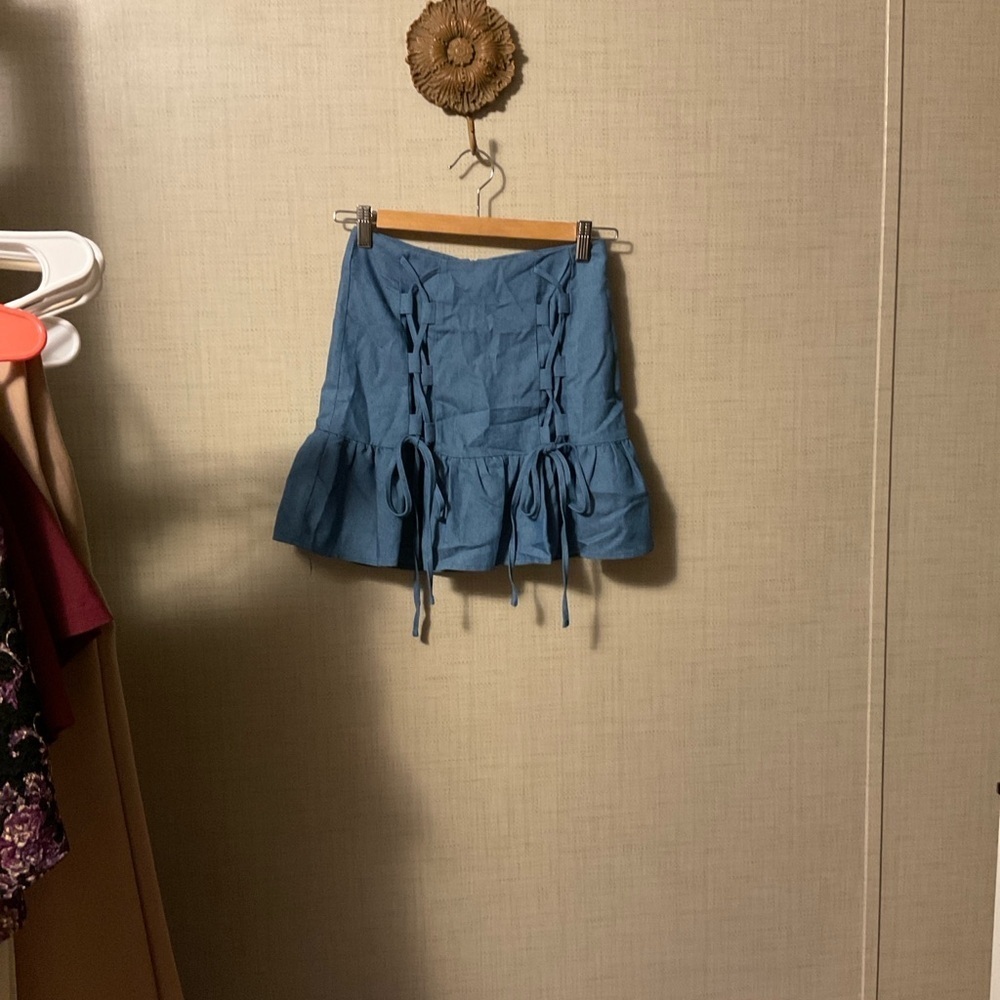 Charlotte Russe Blue Mini Skirt with Ruffle Detail